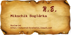 Mikschik Boglárka névjegykártya