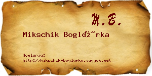 Mikschik Boglárka névjegykártya
